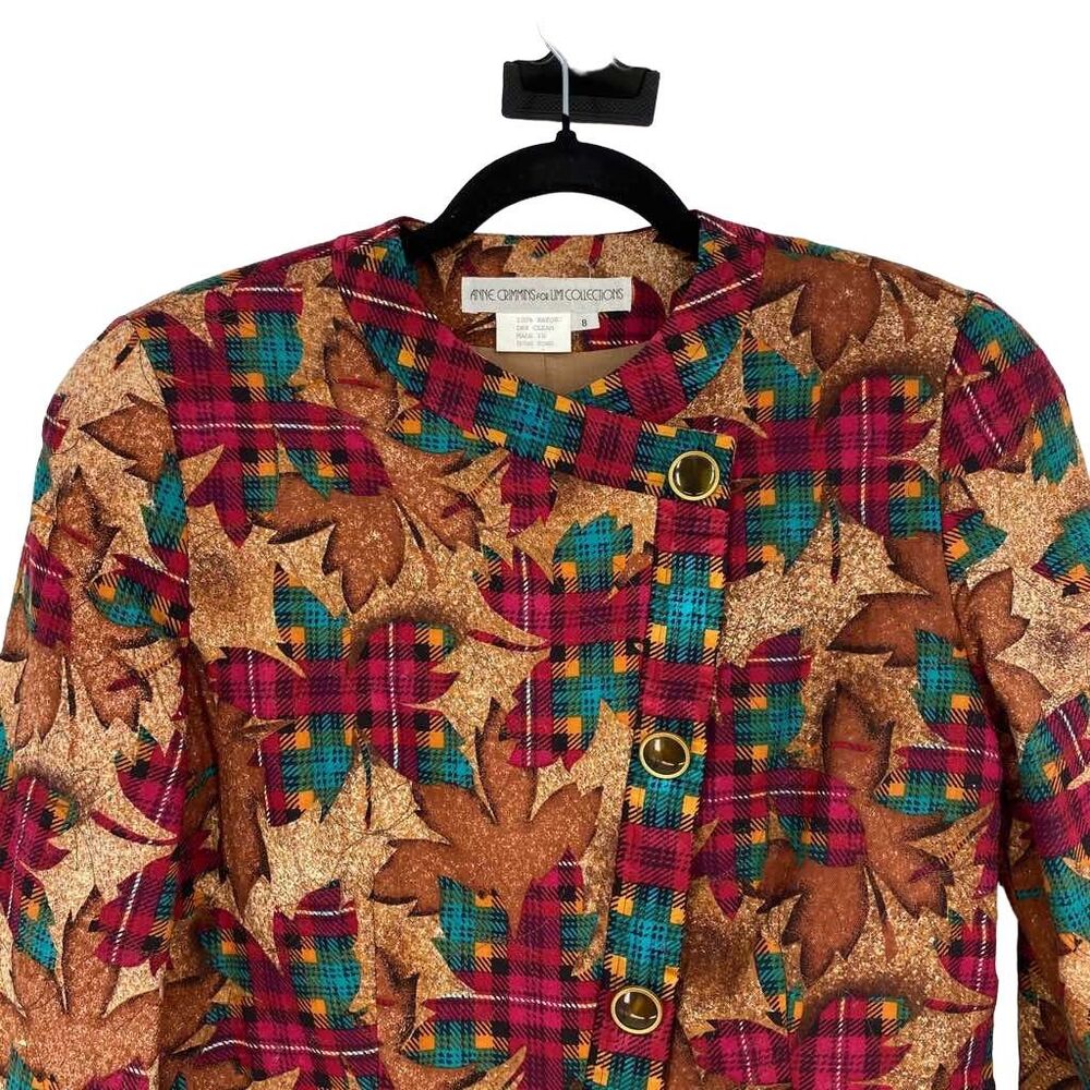 Vintage ANNE CRIMMINS Collections Fall Leaf Novelty Blazer Size 8 Quilted - Picture 2 of 9